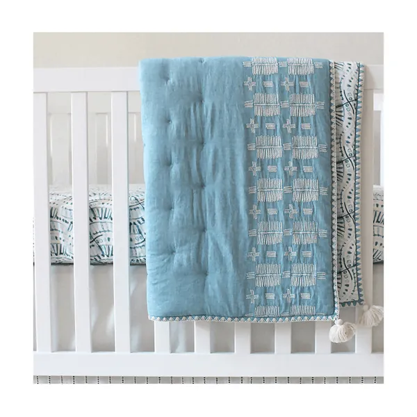 Crane Baby Quilted Blanket - Caspian